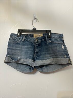 Hollister Faded Blue Denim Roll-Cuff Shorts